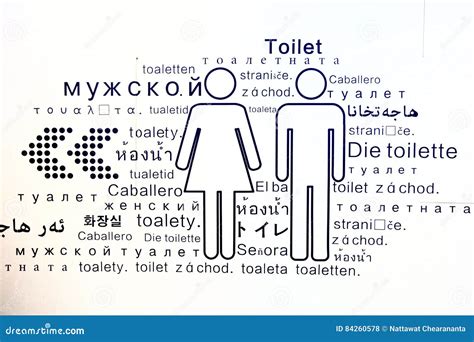 Restroom Toilet Sign in Many Language Stock Illustration - Illustration ...