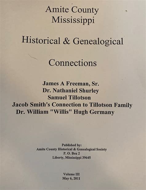 Amite County Mississippi Historical & Genealogical Connections – Volume ...