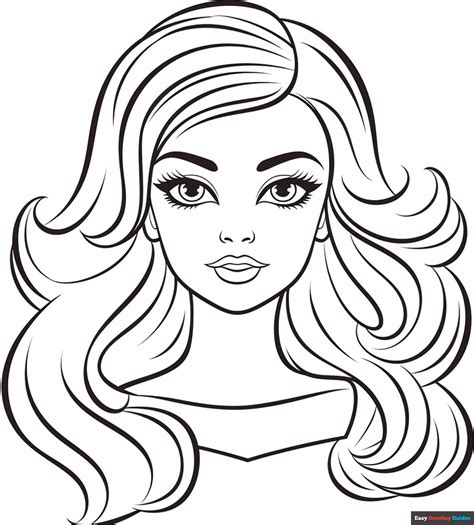 Cute Barbie Coloring Page | Easy Drawing Guides