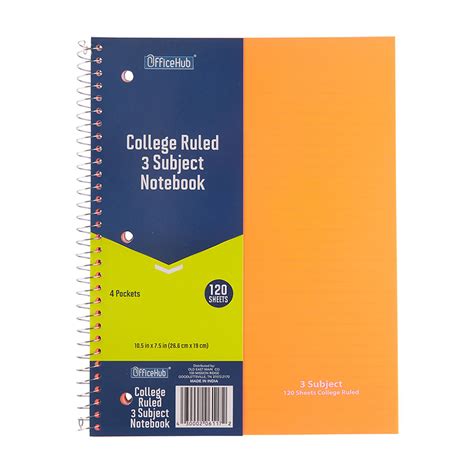 Buy Office Hub College Ruled 3 Subject Spiral Notebook, Assorted from ...