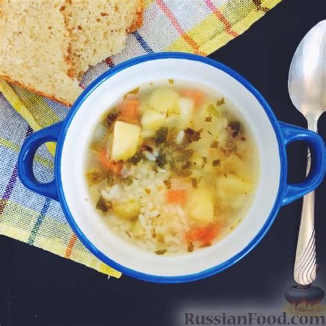 Рецепт: Рассольник с рисом на RussianFood.com