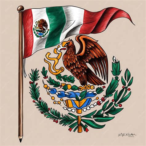 Simple and Clean Mexican Flag Drawing for Professional Use | Premium AI ...