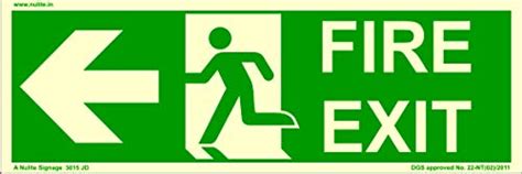 Emergency Fire Exit Left Arrow Nulite 3015 JD PR Foam Glow in The Dark ...