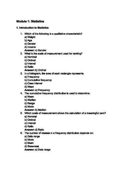 DS practice MCQs - Module 1: Statistics 1. Introduction to Statistics 1 ...