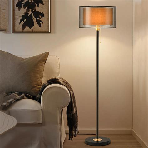 Modern 2-Tier Metal Drum Fabric Floor Lamp Foot Switch – Homebaa