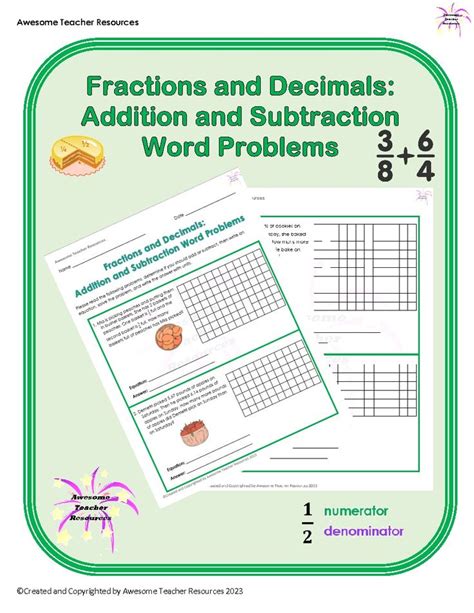 Image result for Addition Simple Word Problems On Fractions Worksheet
