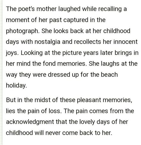 How did she react whenever she looked at the snapshot? - Brainly.in