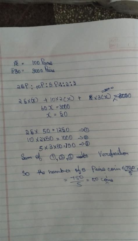 In a bag, there are corns of 5ps, 10ps and 25ps in the ratio of 3:2:1 ...