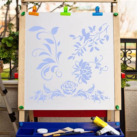 Buy Square Mylar Rose Vine Bird Stencil for DIY Art & Craft Cliths