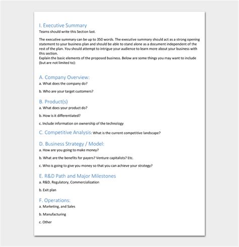 Executive Summary Outline Example 的图像结果