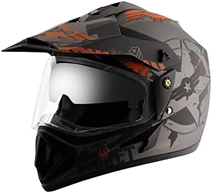 Vega Off Road Secret ISI Certified Matt Finish Full Face Dual Visor ...