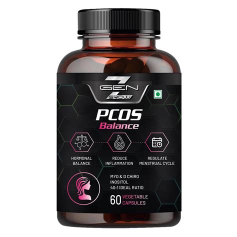 Buy GenZ Grow PCOS Supplements 60 Capsules | With 40:1 Ratio of Myo ...