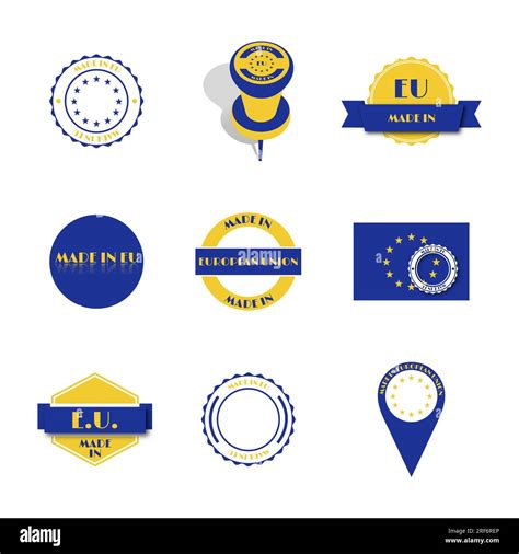 Set of various Made in European Union labels isolated on white ...