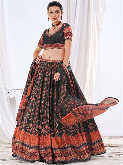 Embellished Kalidar Lehenga Set with Tribal inspired Chiffon dupatta ...
