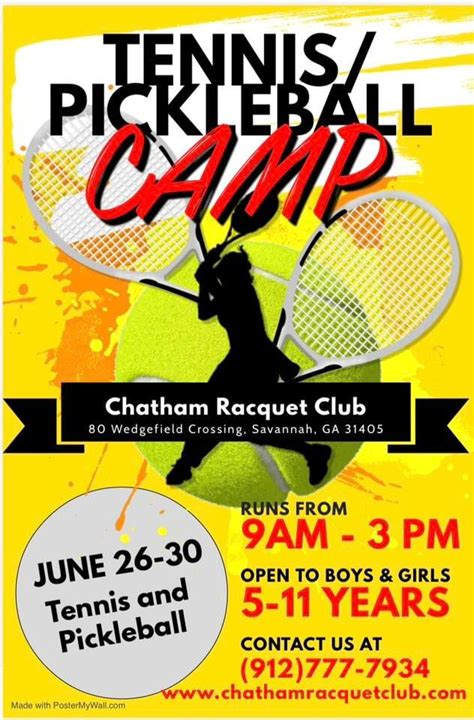 5-11 y/o Tennis/Pickleball Summer Camp, Chatham Racquet Club, Savannah ...