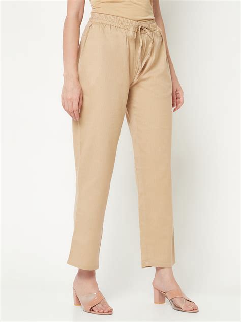 Beige Solid Straight Pants – Imara