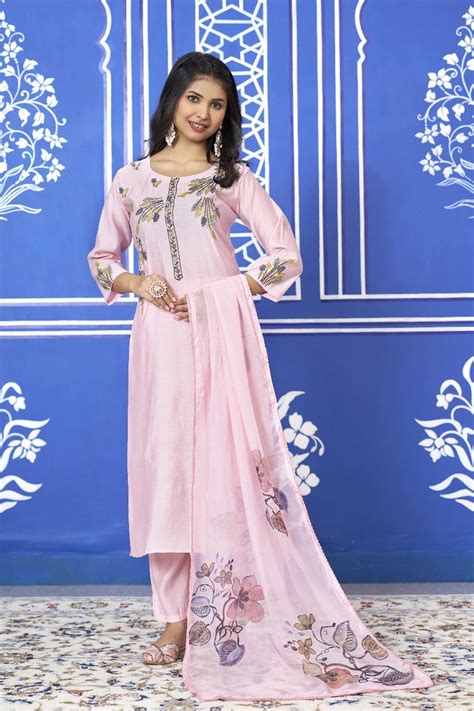 Pink Modal Silk Kurta Set with Dupatta – My Store