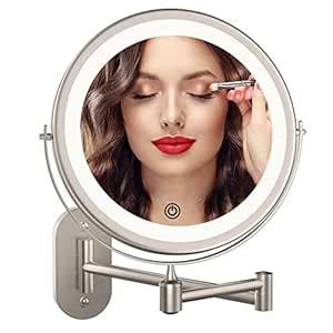 Rechargeable Wall Mounted Lighted Makeup Vanity Mirror with 3 Color ...
