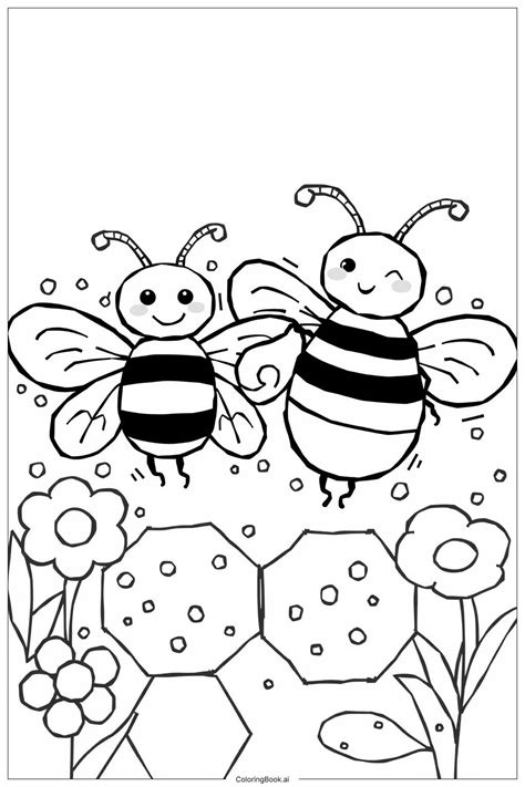 Bee Hive Full of Busy Bees Coloring Page (Free PDF&PNG Printable)
