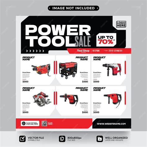 Power tools sale social media promotion template | Premium Vector
