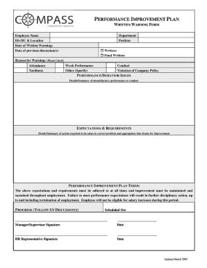 employee written warning form Templates - Fillable & Printable Samples ...