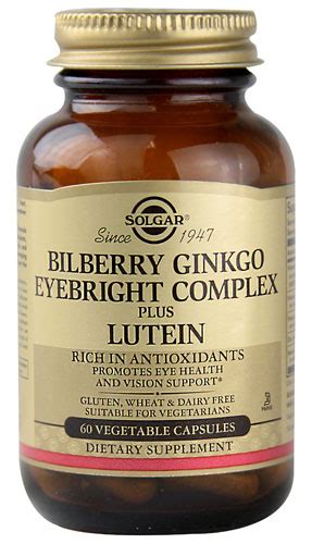 Solgar Bilberry Ginkgo Eyebright Complex plus Lutein -- 60 Vegetable ...