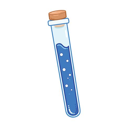 Test Tube Glass with Blue Potion inside Vector Illustration on plain ...