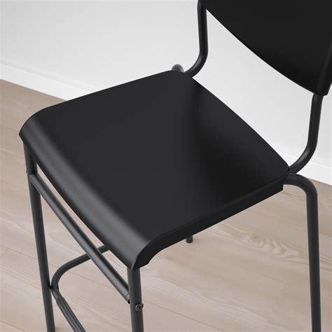 STIG bar stool with backrest, counter height black/black, 63 cm (243/4 ...