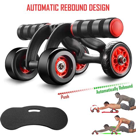 Buy FITSY® Automatic Rebound Design 4 Wheel Ab Roller with Knee Mat ...