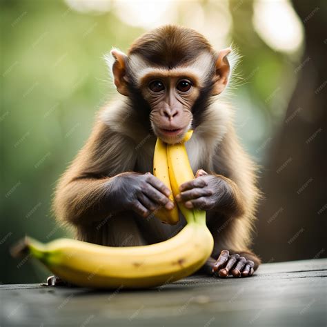 Premium Photo | Cute monkey eating banana