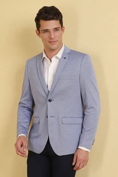Buy Men Light Blue Ultra Slim Fit Textured Formal Blazer Online ...