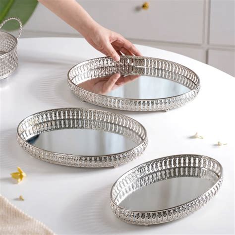 Set Of 3 Luxury Metal Tray Silver Online - Premium Decorative Tray ...