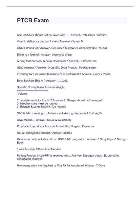 PTCB Practice Questions and Answers 2024/2025 with complete solution ...