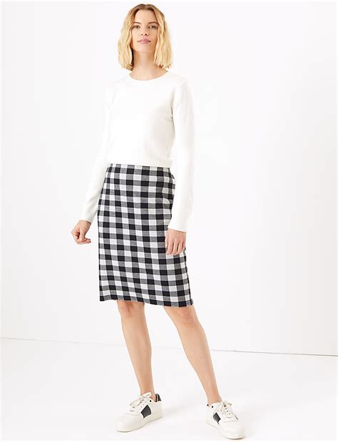 Buy Gingham Fitted Pencil Skirt at Marks & Spencer
