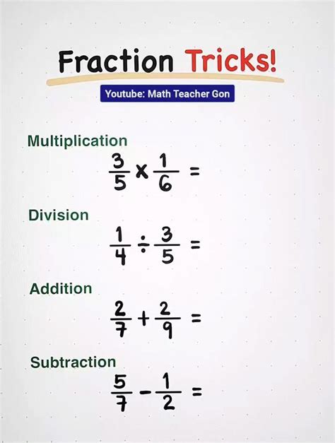 Fractions Math Tricks 的图像结果