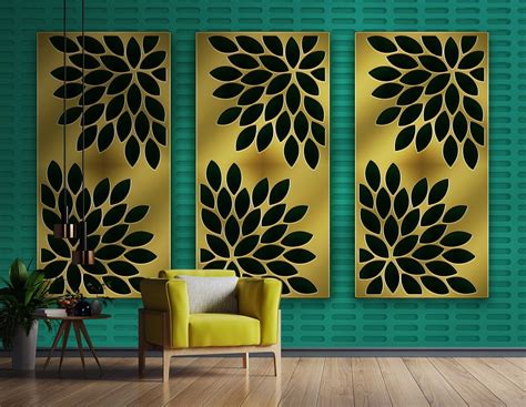 Green Leaves at Golden Background wallpaper for wall – Myindianthings