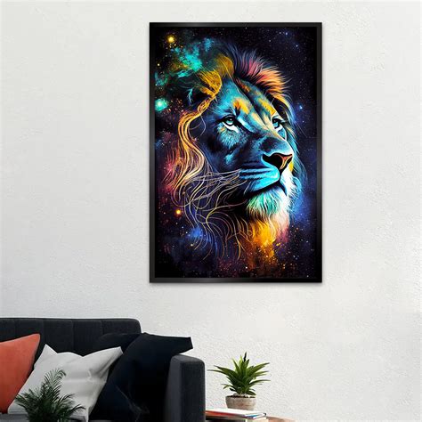 Abstract Design Blue Lion Face Canvas Printed Wall Paintings & Arts ...