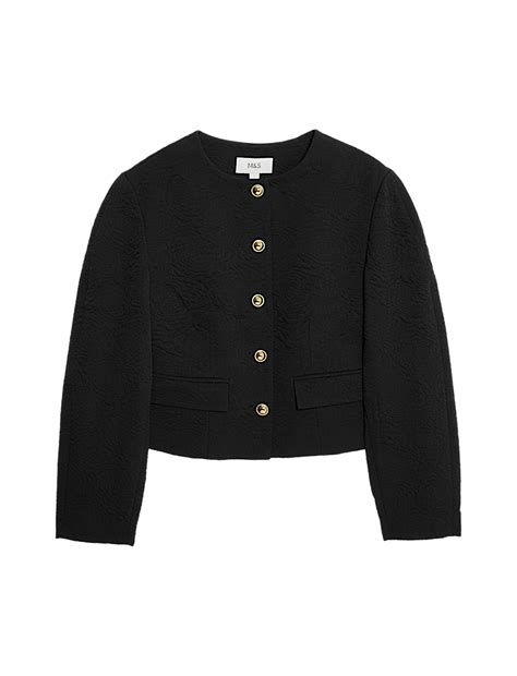 Buy Jacquard Collarless Jacket at Marks & Spencer