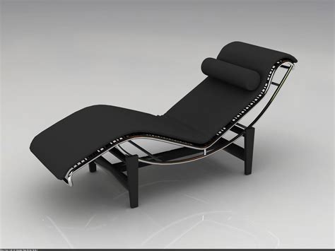 Black Chaise Lounge Chair on White Floor