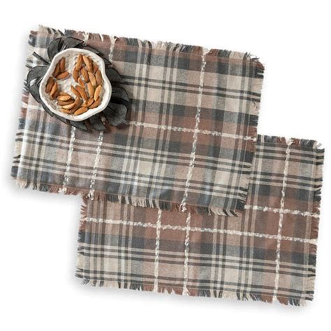 Buy Checkered Brown Fabric Table Mats Online | Arcedior