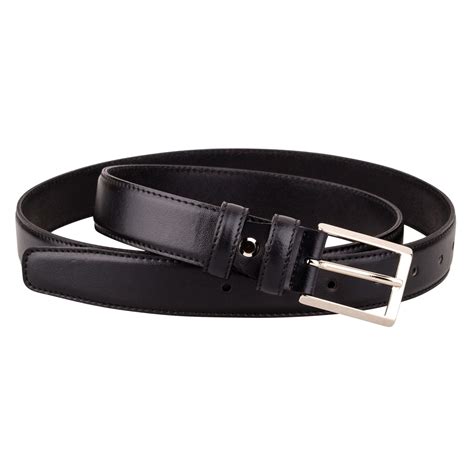 Black Leather Belt for Men Classic Slim Narrow Dress Mens Belts Cow ...