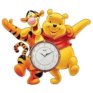 Buy Ajanta Designer MDF Wooden 42x35.5 cm Pooh Wall Clock for Kids Room ...