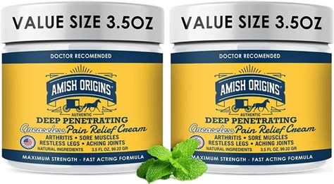 Buy Arthritis Pain Relief Cream, Amish Origins Maximum Strength Deep ...