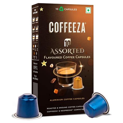 COFFEEZA Assorted Box of 10 Flavored Capsules- Nespresso Compatible ...