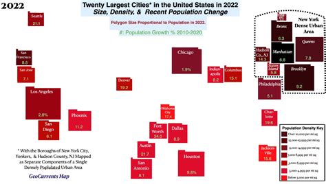 Capturing the Size and Density of New York City and Environs on a Map of Major U.S. Cities ...