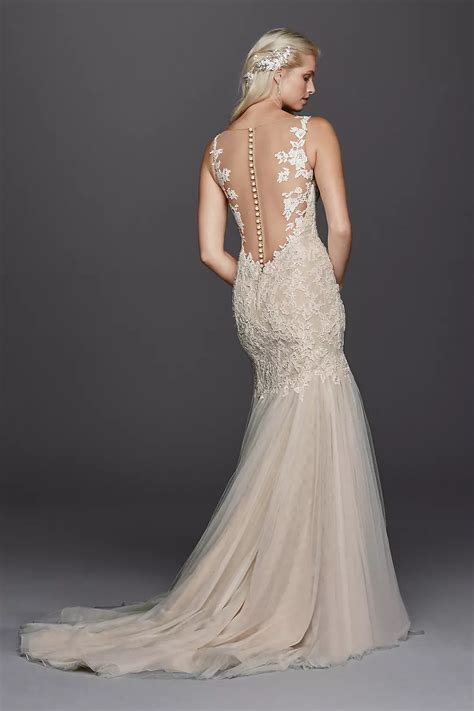 As Is Petite Beaded Venice Scalloped Wedding Dress | David's Bridal