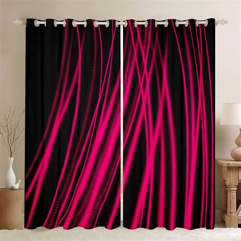 Amazon.com: Feelyou Hot Pink Stripes Blackout Curtains (2 Panels, 42 x ...