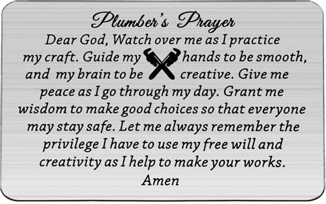 Buy MAOFAED Plumber Gift Plumber’s Prayer Wallet Card Plumbing Engineer ...