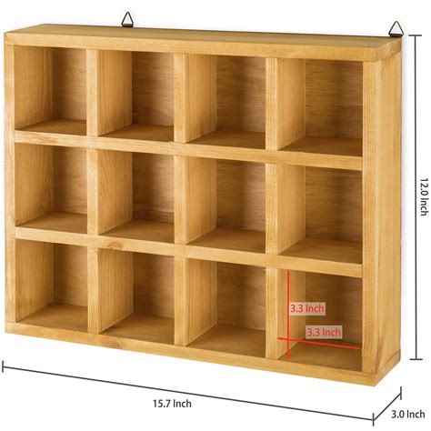 Buy MyGift Wood Shadow Box 16x12, Wall Mounted Display Shelf with 12 ...