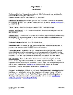 Fillable Online kcata RFQ # 12-5053-26 Shelter Glass The Kansas City ...